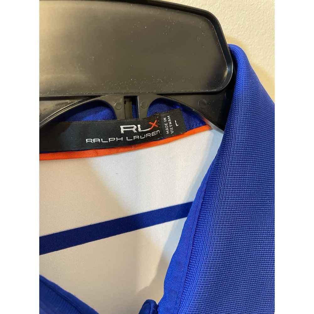 RLX Ralph Lauren Golf Polo Dry Fitting White/Blue Stretch Shirt Men's Size Large - Picture 2 of 5